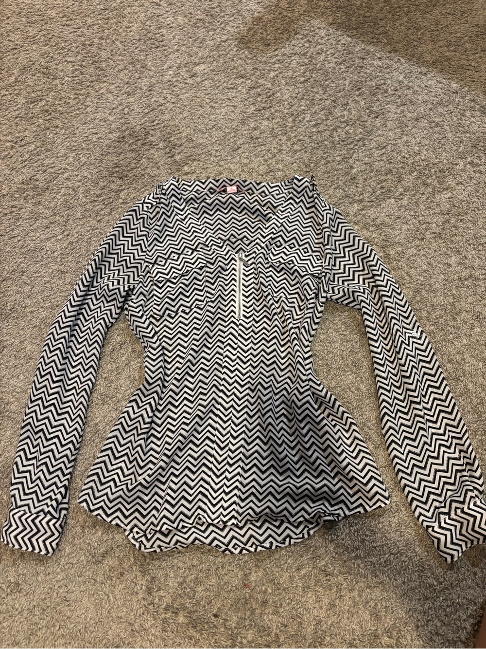 Candie's Black and White Chevron Button-Down Shirt